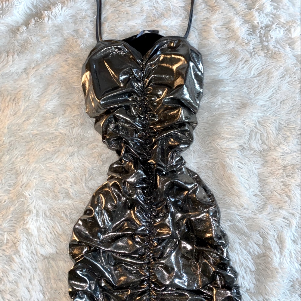 Chrome silver mini dress